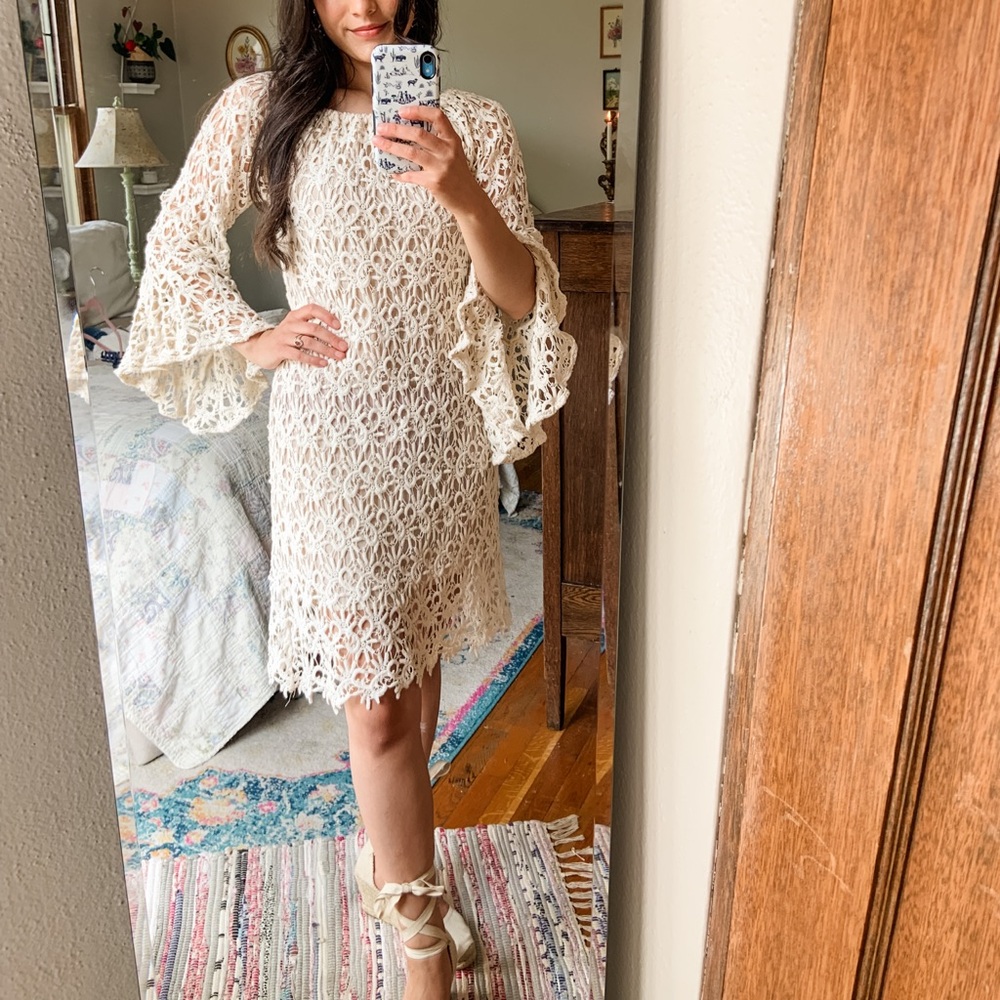 Union of Angels Crocheted Lace Mini Boho Dress Size Medium